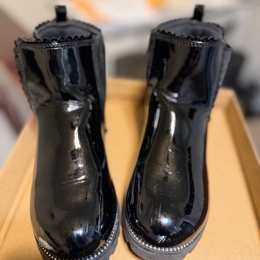 Pacifica Black Patent Girls' Rain Boots
